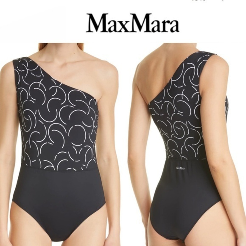 MAX MARA Rame Print One-Shoulder One-Piece Swimsuit sz 8 NWT 225$